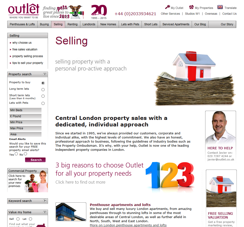 <b>Outlet Property</b>: 80+ web pages, blog posts