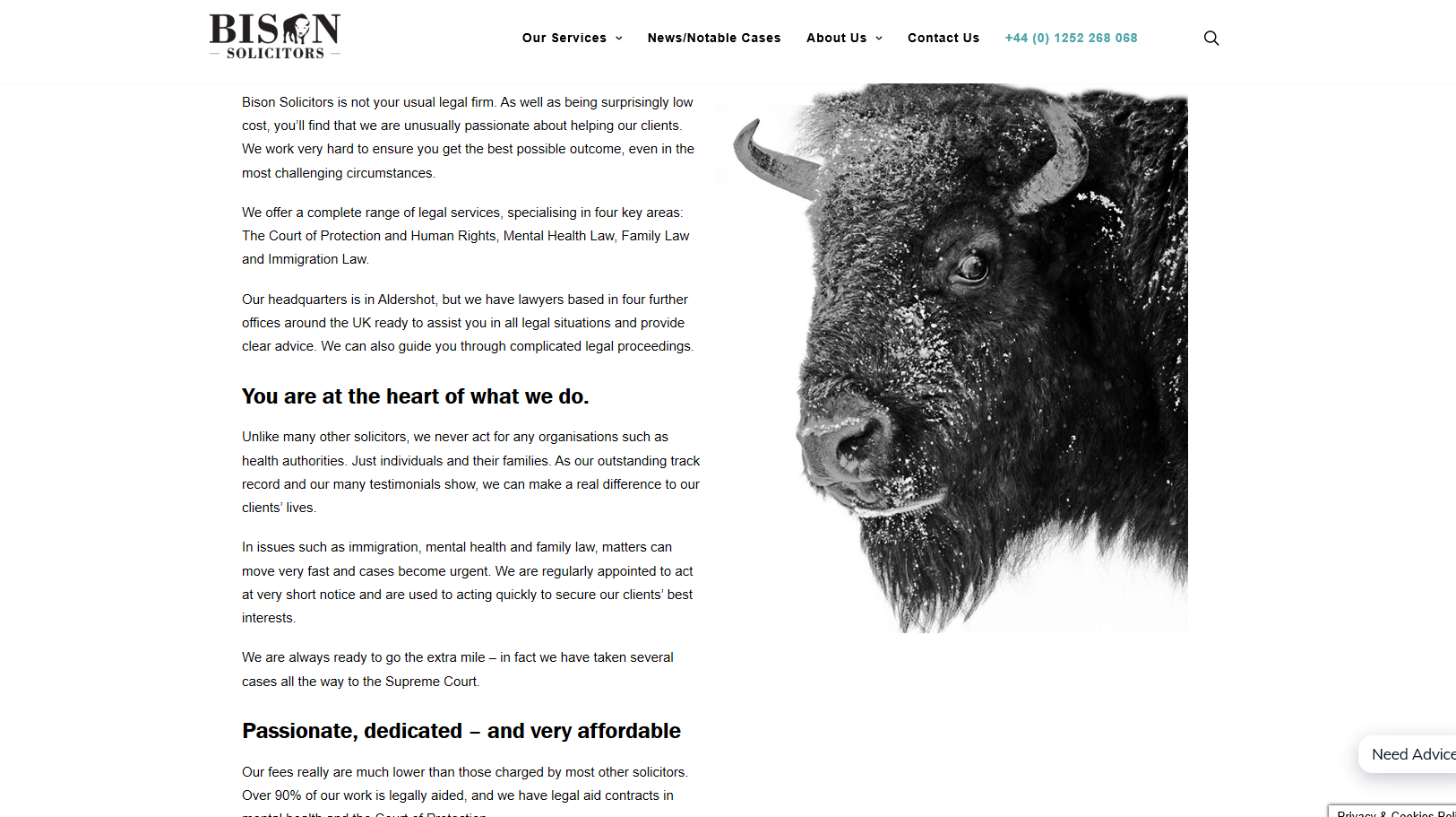 Bison Solicitors home page