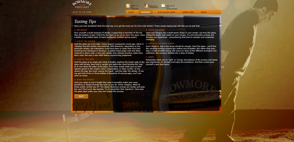 Bowmore Whisky website content writing