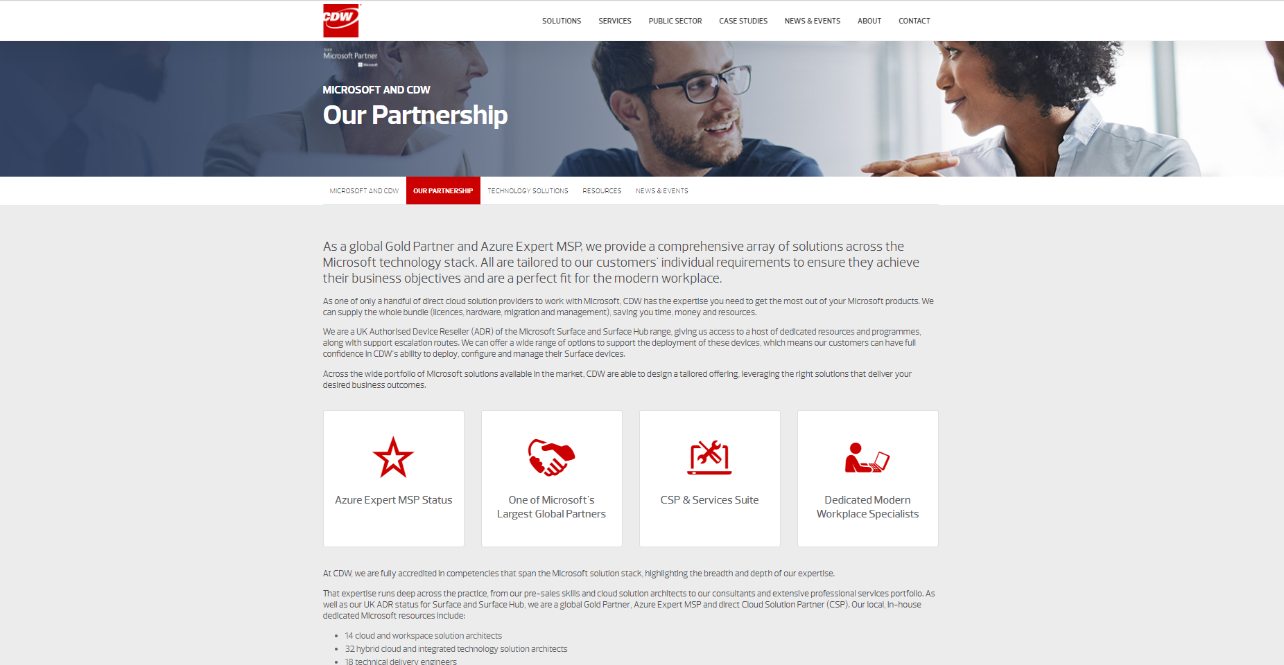 CDW Microsoft partnership web copy
