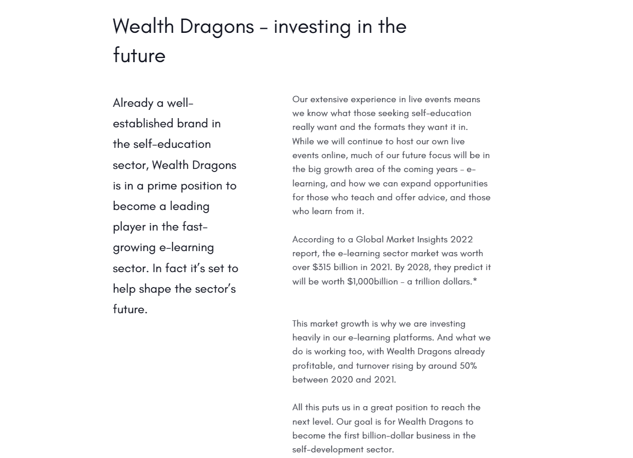 <b>Wealth Dragons</b> : investor brochure I