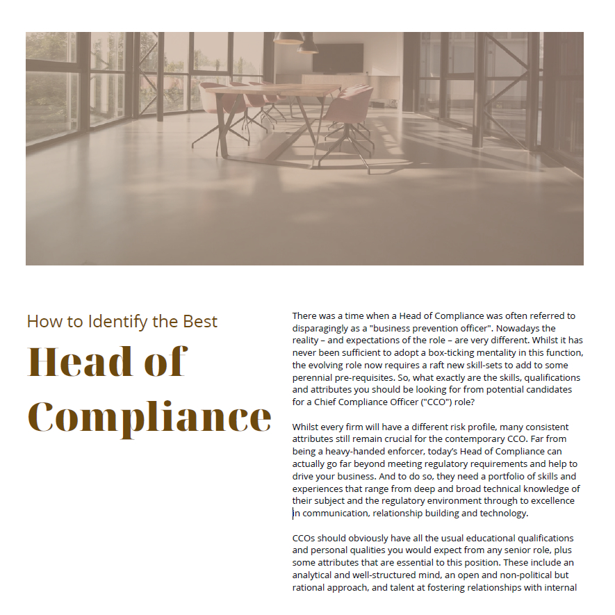 Rutherford Search – How to Identify the Best Head of Compliance